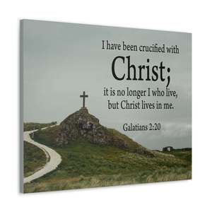 Scripture Sign Canvas No Longer I But Christ Galatians 2:20 Wall Art Christian